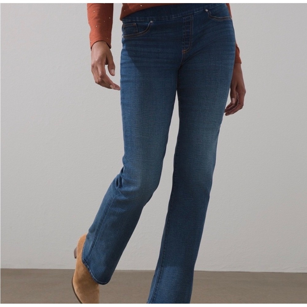 Chico's Pull On Bootcut Jeans‎ Size 1 8 Short Stretch Denim Elastic Waist